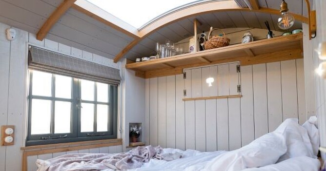 velux skylight installation in a tiny home