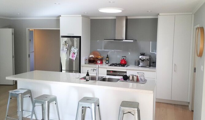 sun tunnel in a kitchen showing diffused light.